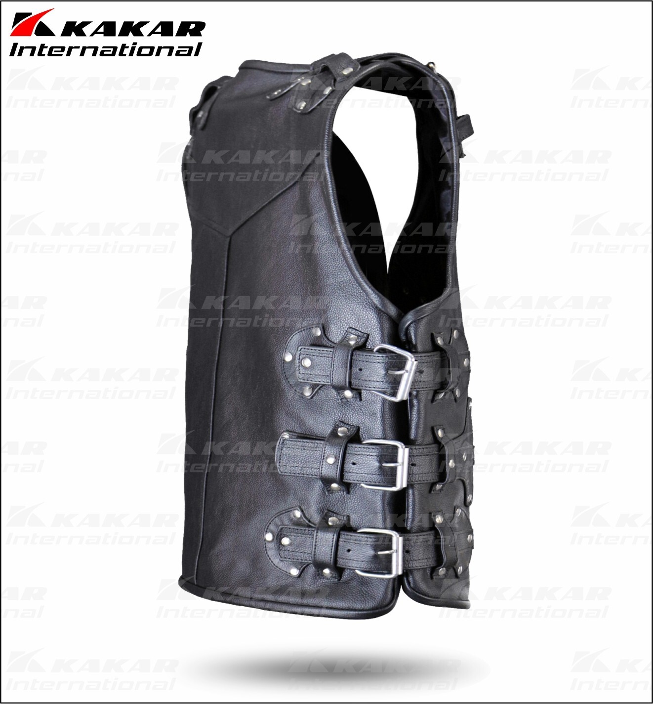Men,s Genuine Cow Leather Heavy Metal Rocker Biker Waistcoat Motorcycle