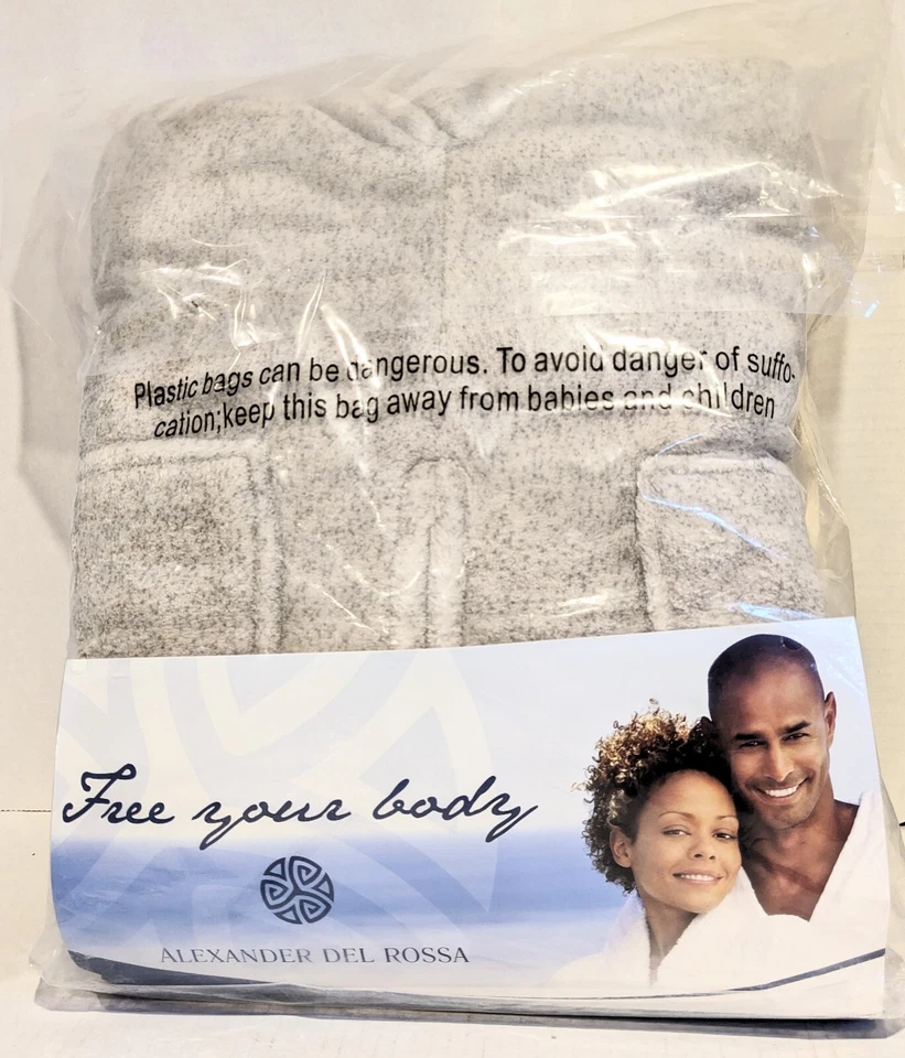 NEW Mens Robe Size MD Gray Alexander Del Rossa w/ Hood & Drawstring Fleece D - Image 3 of 4