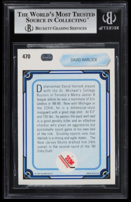 POP 1: David Harlock RC BGS 9: 1990-91 Upper Deck Rookie Card Gisto - Image 2 of 3