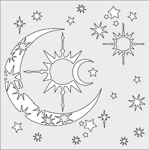 6"x6" Clear or Red Plastic Stencil - Celestial Sun Moon (RO157) - Picture 4 of 5