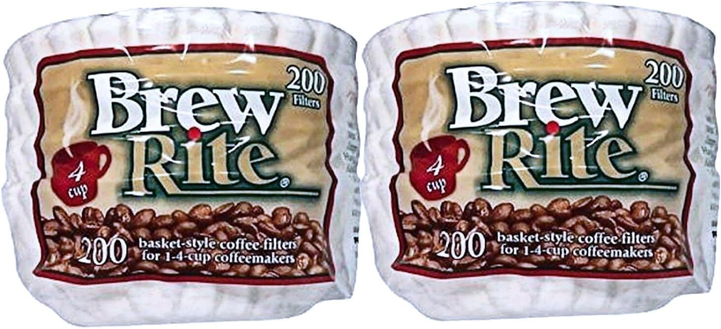 brew rite 4 cup coffee basket disposable filters - 400 ct
