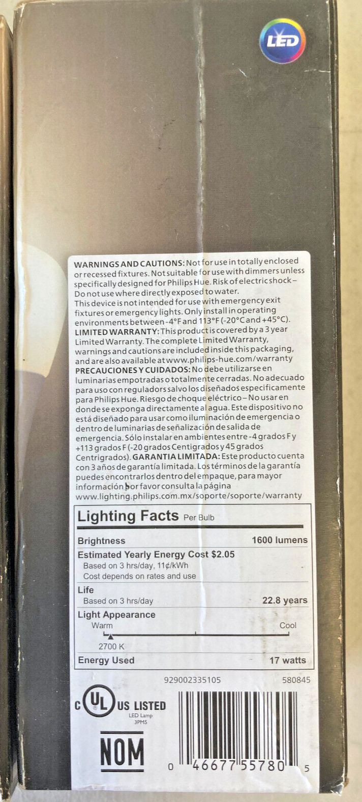 Philips Hue Smart 100W A21 LED E26 Bulb White Ambiance Warm-to-Cool White Light