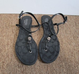Coach A0319 Robyn Black Thong Ankle Strap Flat Sandals Shoes Size 7 1/2 B | eBay