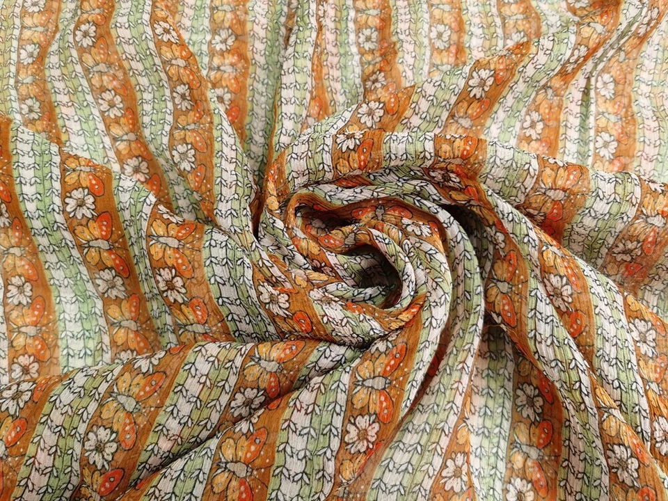 1 yard X 1.24 meter Retro Butterfly Fabric Dress Scarf Gauze Crepe Chiffon Silk - Image 2 of 4