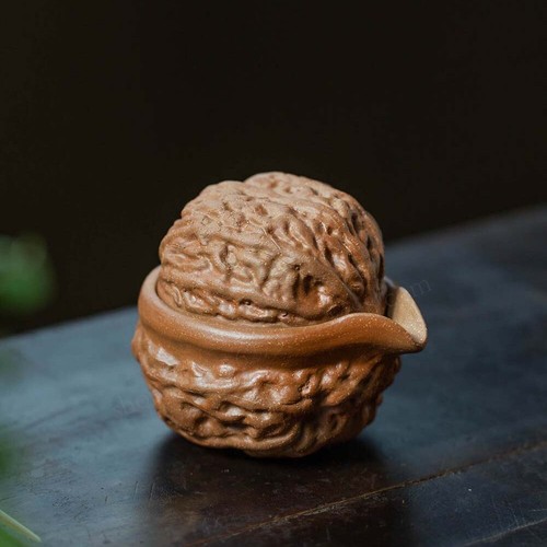Handmade Tea Pot Cup Yixing Zisha Duan Clay Walnut Design Health Care Tea Set - Picture 10 of 12