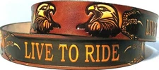 LIVE TO RIDE EAGLES MOTORCYCLE EMBOSSED 100% COWHIDE LEATHER BELT USA MADE