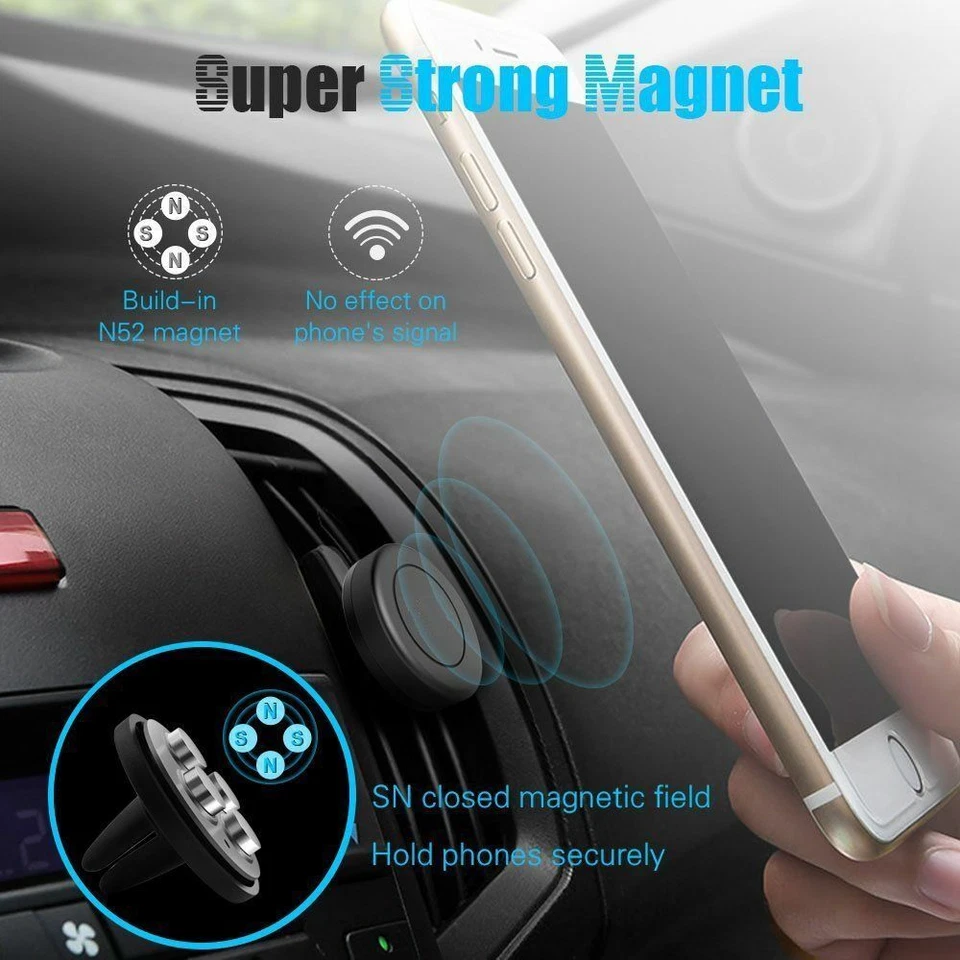 Lote Soporte Magnético de Ventilación de Aire para Montaje en Coche GPS Soporte para Teléfono Celular para iPhone Samsung Foto 2 de 4