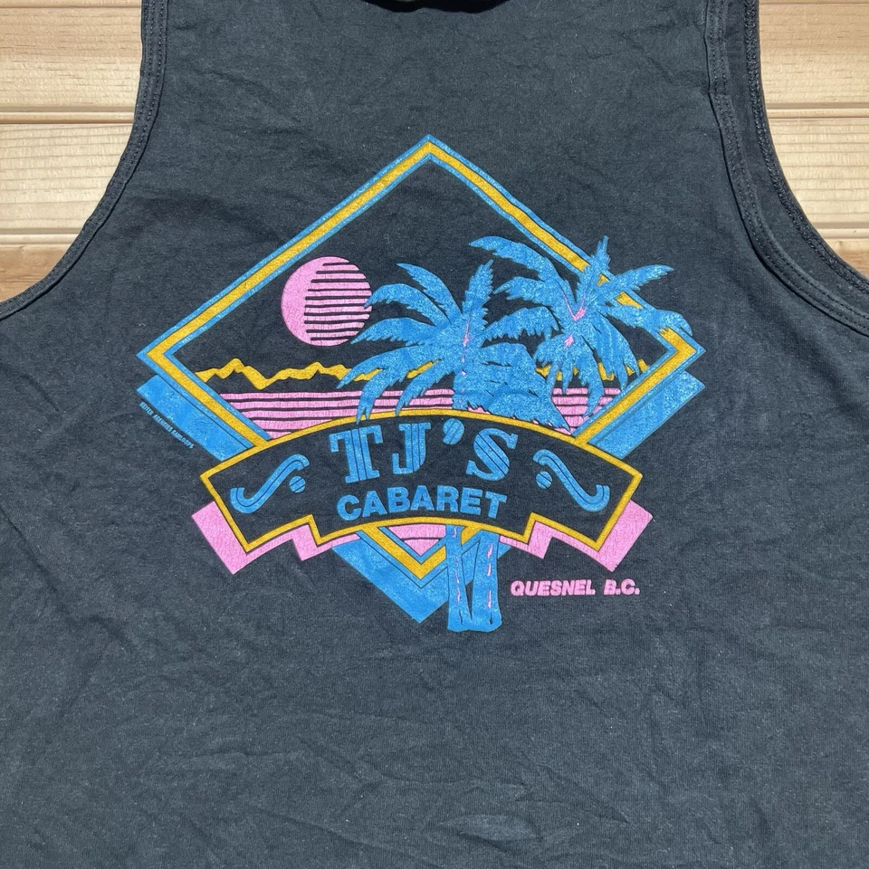 Vintage 80s TJ’s Cabaret Quesnel British Columbia Tank Top Club Shirt Size Large - Image 2 of 4