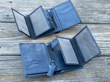 Blue Wallet Lot of 2 Genuine Leather Card Holder Bi Fold Blue Unisex Wallet
