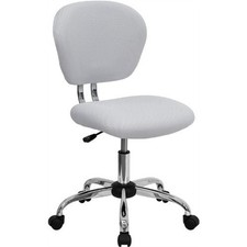 BTEXPERT Blanco Medio Respaldo Ajustable Giratorio Escritorio Oficina Tareas Silla Cromo Base Mes