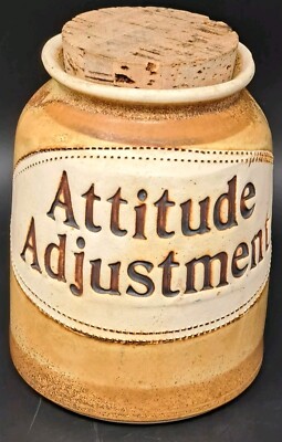 Vtg 1991 Dr Brophy's Word Jar Attitude Adjustments Hand Thrown Pottery