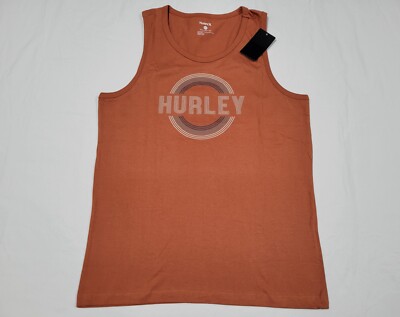 Hurley Men's Casual The Line Up Stripe Graphic Tank Top Brush Fire