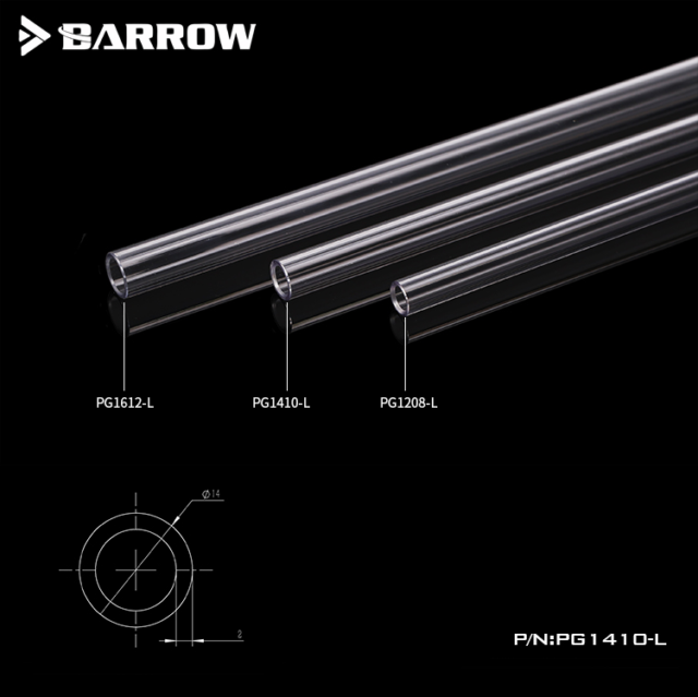 Barrow PETG Tubing 10mm ID 14mm OD 500mm length Clear 4 Pack for Water Cooling