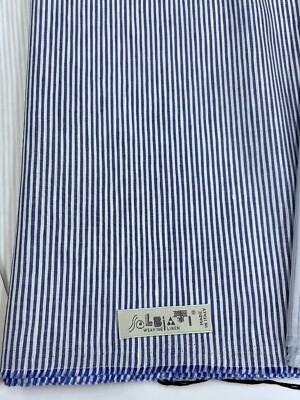 SOLBIATI FRESCOLINO Linen Cotton Fabric Navy Striped Shirting Loro Piana 2.0 m