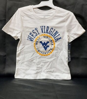 NCAA West Virginia Mountaineers Girls' White Crew T-Shirt   XS