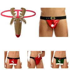 US Sexy Men's Christmas Santa Underwear Sexy Panties Briefs Thongs Party Costume