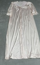 Vintage Vanity Fair Nightgown Womens Medium Long Button Up Pink Nylon Coquette
