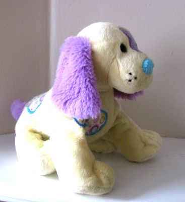 GANZ WEBKINZ JELLY BEAN PUPPY DOG PLUSH Purple Cream Blue Nose