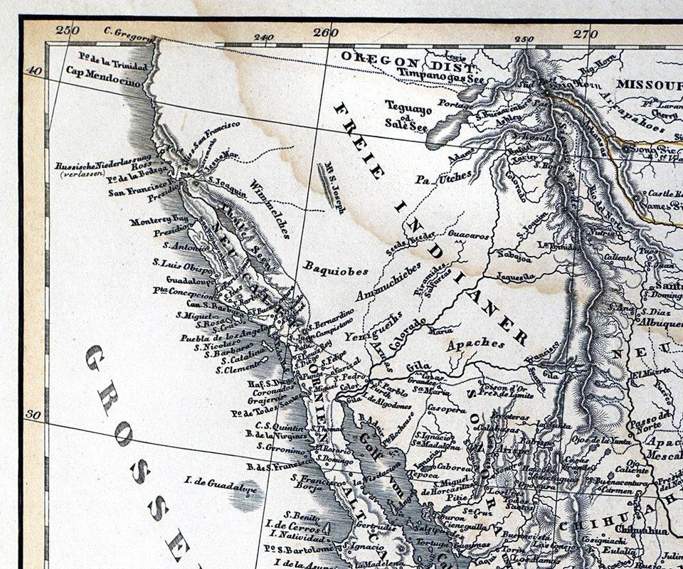 Mapa Stieler 1847 - Estados Unidos Texas México California Centroamérica Panamá Foto 4 de 4