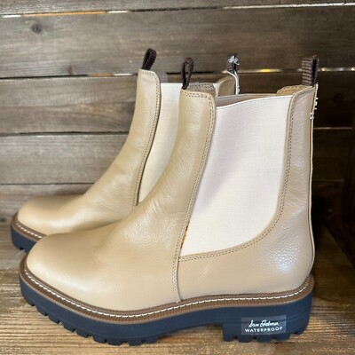 Womens Sam Edelman Laguna Chelsea Beige Leather Pull On Waterproof