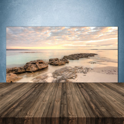 Küchenrückwand aus Glas ESG Spritzschutz 140x70cm Meer Steine Landschaft