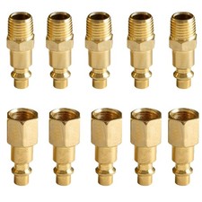 5 Stets 1/4" Coupling x Inch NPT Female &Male Brass Air Hose male&female,