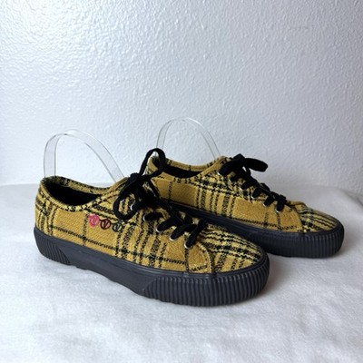 Vans Alex Knost x Lee-Ann Curren Delridge SF Yellow Plaid Shoes M s 8.5, W s 10