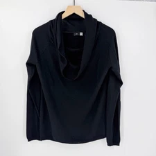 Saks Fifth Avenue Black Lightweight Silk Cashmere Cowl Neck Sweater Size L/XL