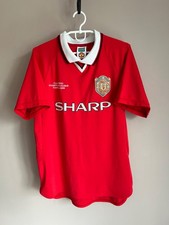 Manchester United 1999 Home Football Shirt Retro Score Draw Soccer Jersey Size M