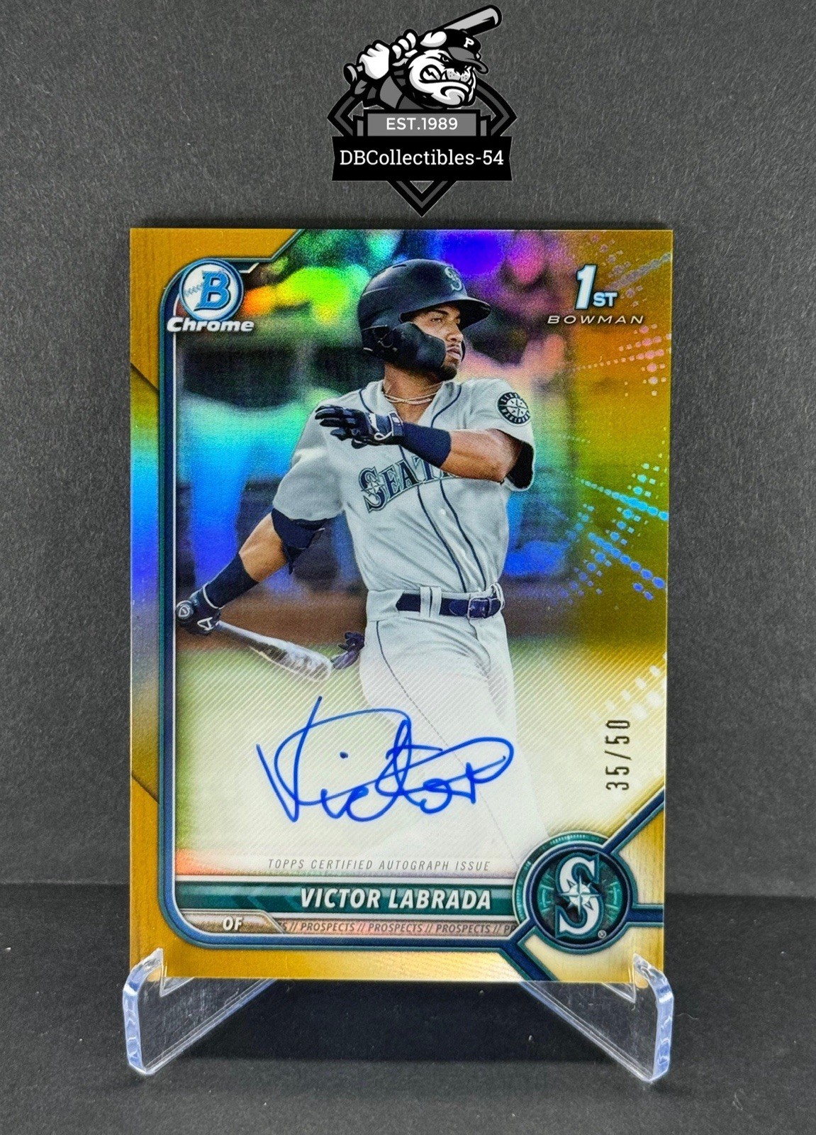 2022 Bowman Chrome Victor Labrada 1st True Gold Auto 35/50 Seattle Mariners