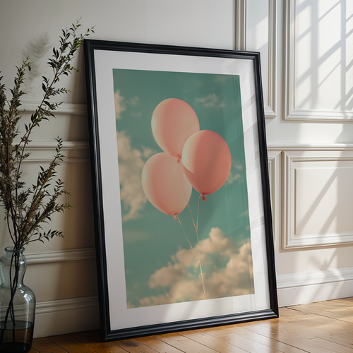 Retro Pink Balloon Cloud Print – Kitchen Wall Art Poster, Aesthetic Gift Decor - Picture 4 of 6