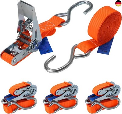 Spanngurt mit Ratsche und S Haken 4er Set 700 kg Zurrgurt DIN EN 12195-2