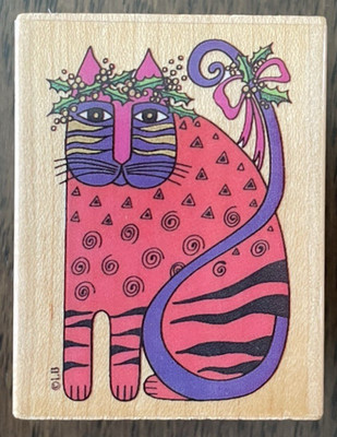 FESTIVE FELINE All Night Media Laurel Burch Cat Rubber Stamp