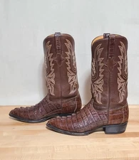 Black Stallion Cowboy Boots , Mens Size 11 , Tail Cut Caiman , Brown