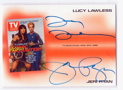 Rittenhouse TV Guide card TVA3 Lucy Lawless and Jeri Ryan autograph card