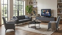 Wohnzimmer Set 3‑Sitzer + 2X Sessel + Couchtisch + Tv-MöBel, Modern, Grau