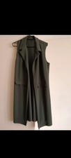 Women's Sleeveless khaki Vest Long Blazer Vests Casual  Coat Jacket Outerwear