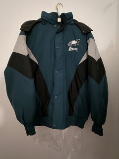 Vintage Philadelphia Eagles Hoodie Chalk Line Midnight Green Jacket Size L 🦅
