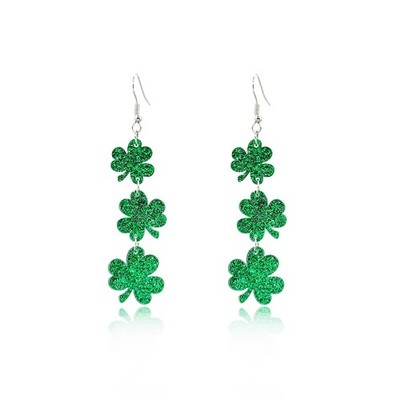 St Patricks Day Earrings Irish Green Hat Clover Dangle Earrings shamrock Ho - 02