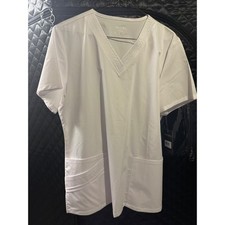 Cherokee Luxe White V-Neck Scrub Top Women XL Short Sleeve Medical Uniform NWT