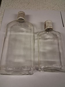 Vintage Old Crow Whiskey Bottles Pair