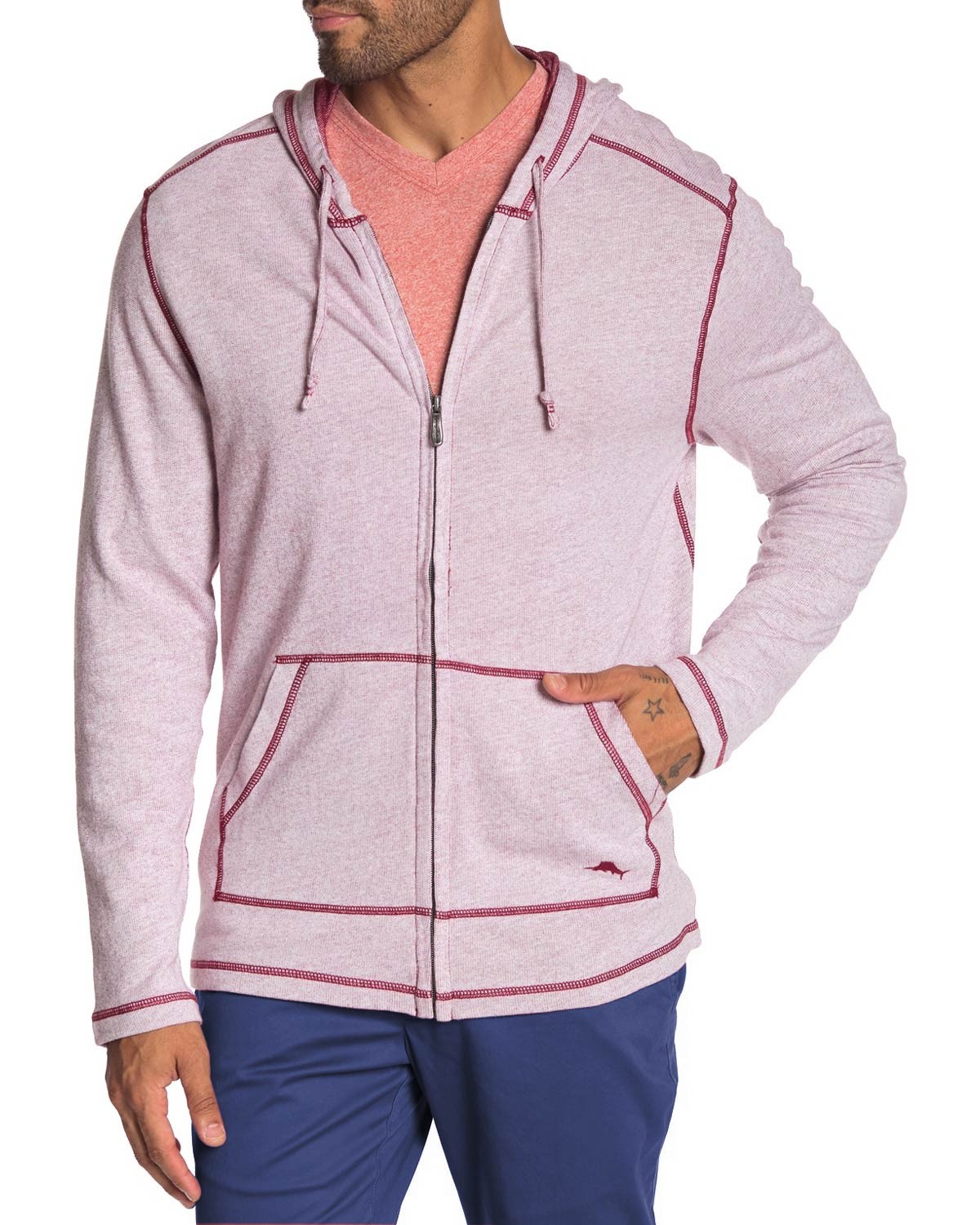 Мужская толстовка Tommy Bahama с капюшоном на молнии спереди с морскими брызгами цвета средней сливы с изюмом 8490₽