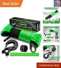 Off-road Winch Rope Kit - 316x50 8500 Lbs Green Synthetic Cable With Pro..- Off-road Winch Rope Kit - 316x50 8500 Lbs Green Synthetic Cable With Pro..-