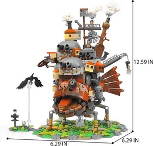 Déplacement des blocs de construction du château MOC Modèle avec Briques de style Anime de base Toy Gif