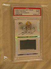 2008 PLAYOFF NATIONAL TREASURES JORDY NELSON 1 PATCH ROOKIE AUTO #/99 PSA 9 MINT