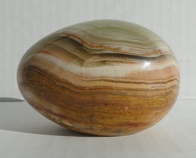Vintage Alabaster Granite Marble? Egg Shades of Brown with Veining, flat Base.