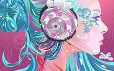 Anime colorful women profile headphones anime girls Playmat Gaming Mat Desk