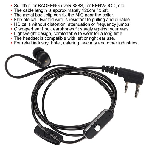 K Head Walkie Talkie Zestaw słuchawkowy Radio Słuchawka do Uv5R 888S do FY - Zdjęcie 16 z 22