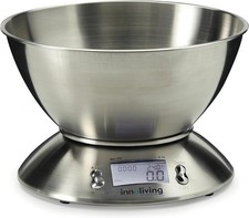 Bilancia da Cucina Digitale con Ciotola in Acciaio Max 5 kg Innoliving