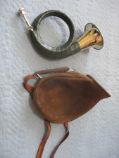 Alte Fürst-Pless Trompete Jagdhorn mit Tasche